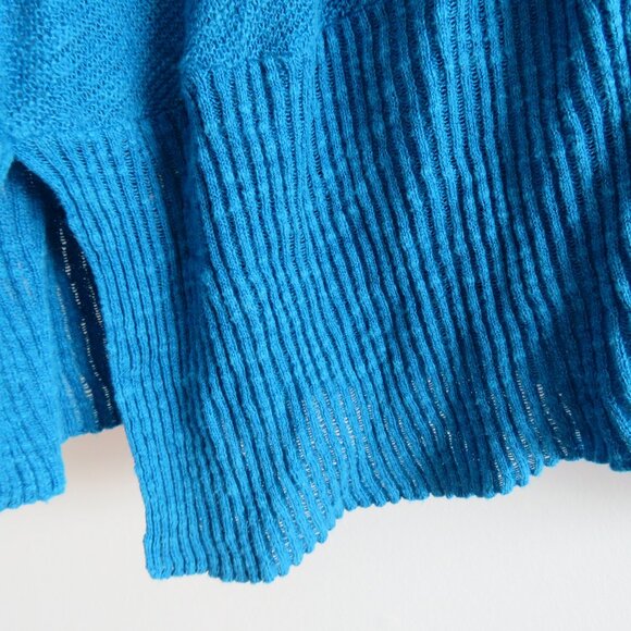 EILEEN FISHER Linen Cotton Blend Textured Knit Open Front Cardigan Ocean Blue 1X - Picture 10 of 15